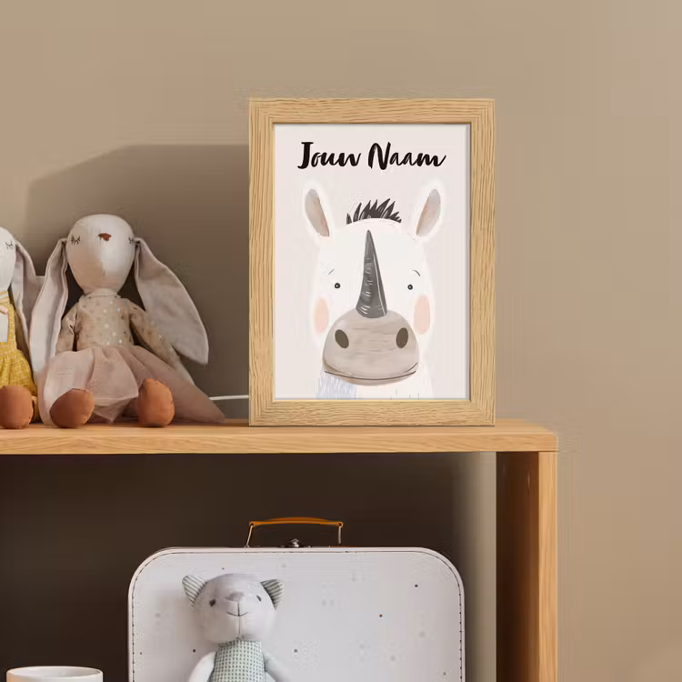 Neushoorn - Wilde dieren - Pastel kleuren Light Box met kabel (Kinderlampje) klein -sfeer2_kind