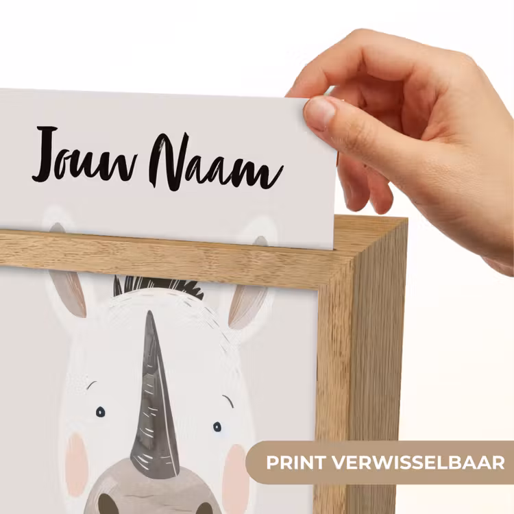 Neushoorn - Wilde dieren - Pastel kleuren Light Box met kabel (Kinderlampje) klein -USP_websiteprintNL