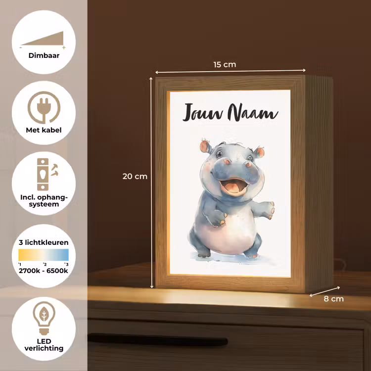 Nijlpaard - Baby dier - Dieren Light Box met kabel (Kinderlampje) klein -USP_NL
