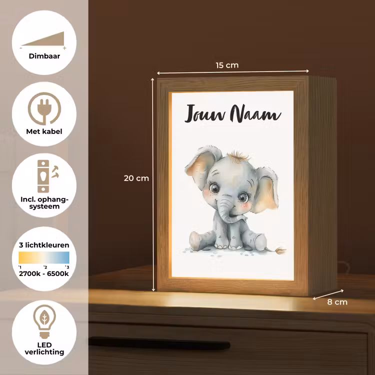 Olifant - Baby dier Light Box met kabel (Kinderlampje) klein -USP_NL