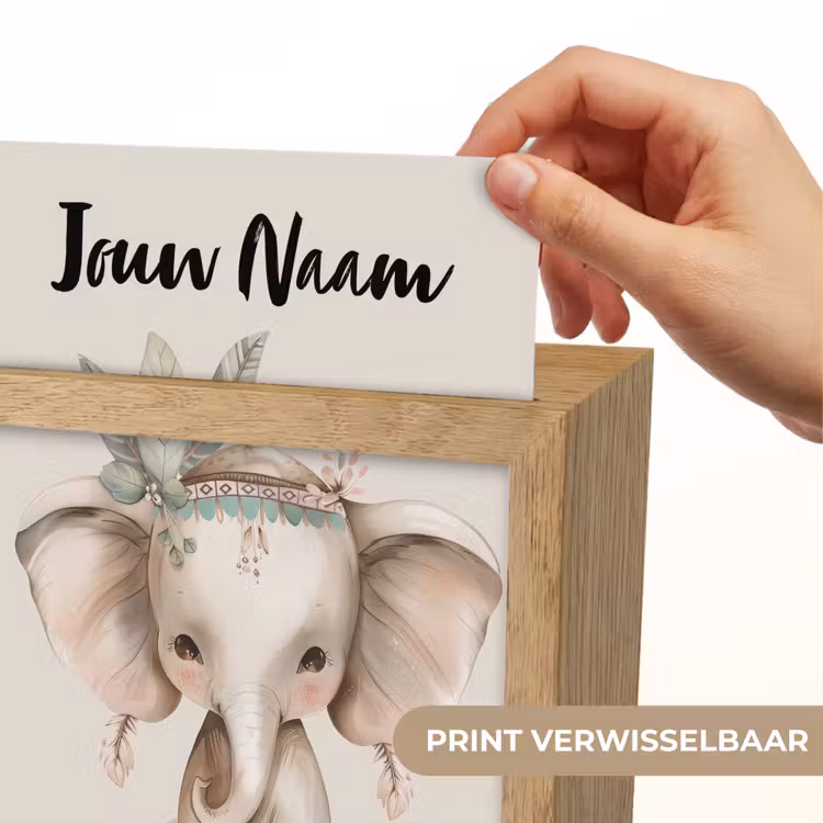 Olifant - Bohemian - Dieren - Boho Light Box met kabel (Kinderlampje) klein -USP_websiteprintNL