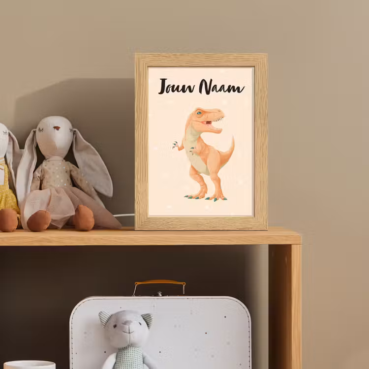 Oranje - Dino - T-Rex - Stippen Light Box met kabel (Kinderlampje) klein -sfeer2_kind