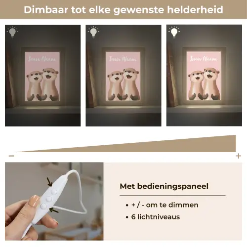 Otters - Glimlach - Bruin Light Box met kabel (Kinderlampje) klein -USP_dimbaarNL