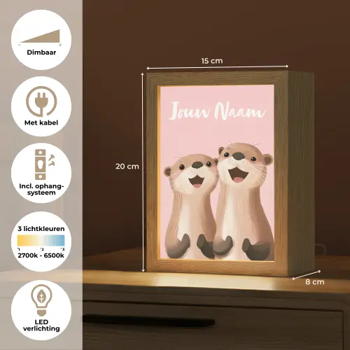 Otters - Glimlach - Bruin Light Box met kabel (Kinderlampje) klein -USP_NL