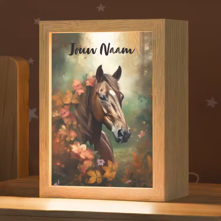 Paard - Bloemen - Natuur - Dieren - Bos - Oranje Light Box met kabel (Kinderlampje) klein -zzz_3d_website