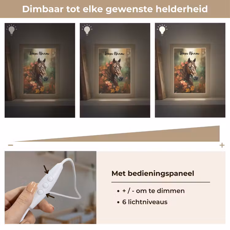 Paard - Bloemen - Natuur - Dieren - Bos - Oranje Light Box met kabel (Kinderlampje) klein -USP_dimbaarNL
