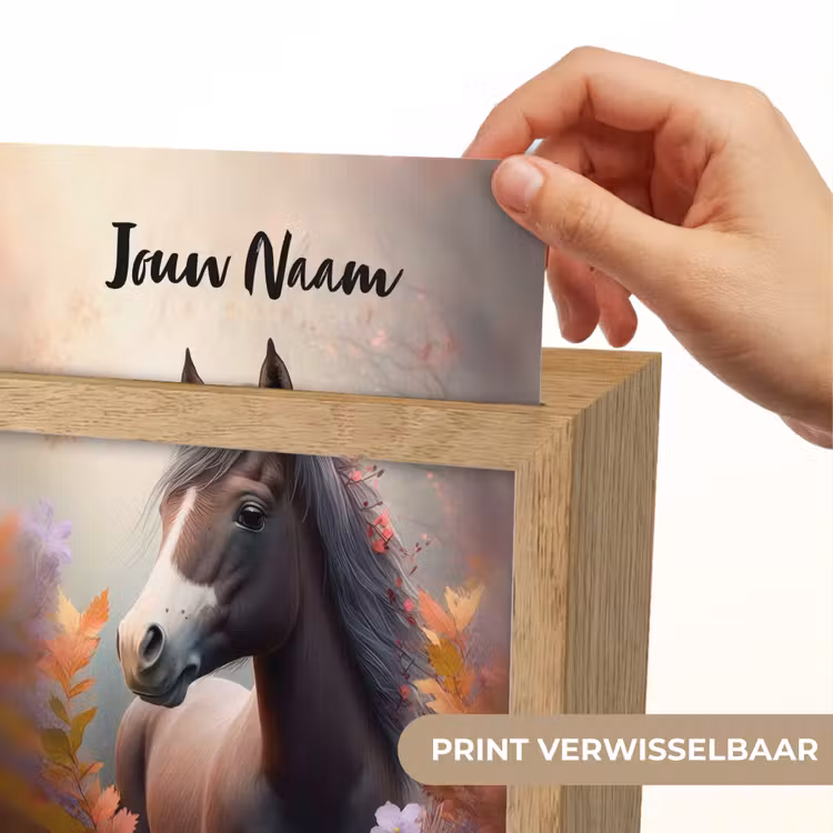 Paard - Bloemen - Natuur - Paars - Dieren Light Box met kabel (Kinderlampje) klein -USP_websiteprintNL
