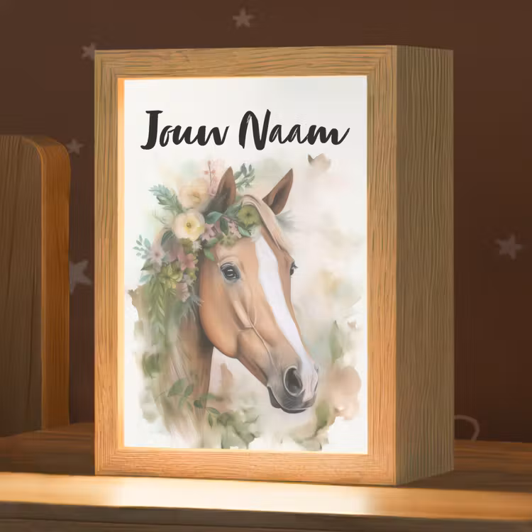 Paard - Bloemen - Natuur - Waterverf - Dieren Light Box met kabel (Kinderlampje) klein -zzz_3d_website