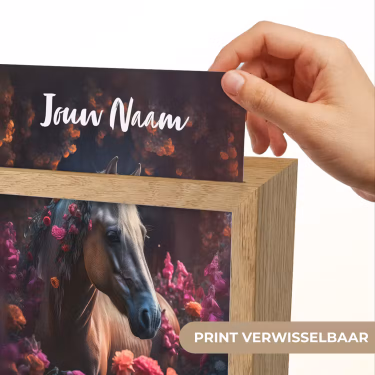 Paard - Bloemen - Paars - Oranje - Dieren Light Box met kabel (Kinderlampje) klein -USP_websiteprintNL