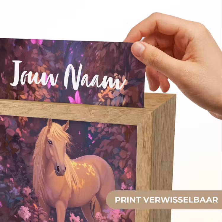 Paard - Bloemen - Paars - Vlinder Light Box met kabel (Kinderlampje) klein -USP_websiteprintNL