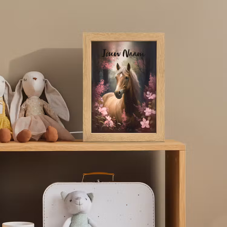 Paard - Bloemen - Roze - Natuur - Bos Light Box met kabel (Kinderlampje) klein -sfeer2_kind