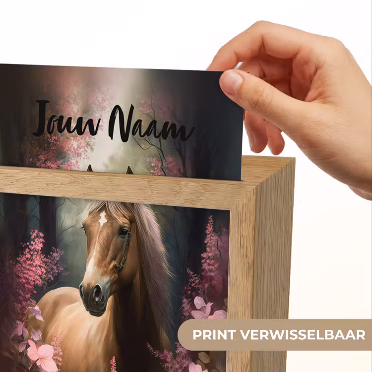 Paard - Bloemen - Roze - Natuur - Bos Light Box met kabel (Kinderlampje) klein -USP_websiteprintNL