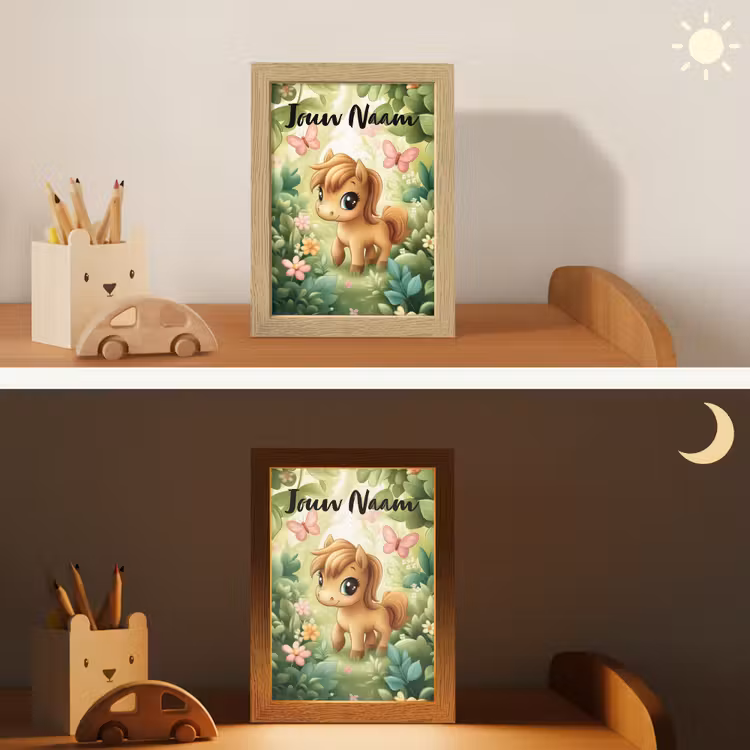 Paard - Bloemen - Vlinders Light Box met kabel (Kinderlampje) klein -sfeer3_kind