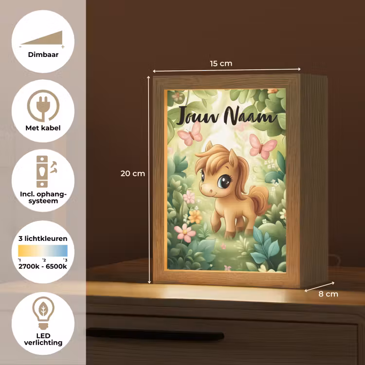 Paard - Bloemen - Vlinders Light Box met kabel (Kinderlampje) klein -USP_NL