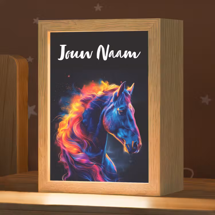 Paard - Dier - Rook - Zwart - Kleuren Light Box met kabel (Kinderlampje) klein -zzz_3d_website