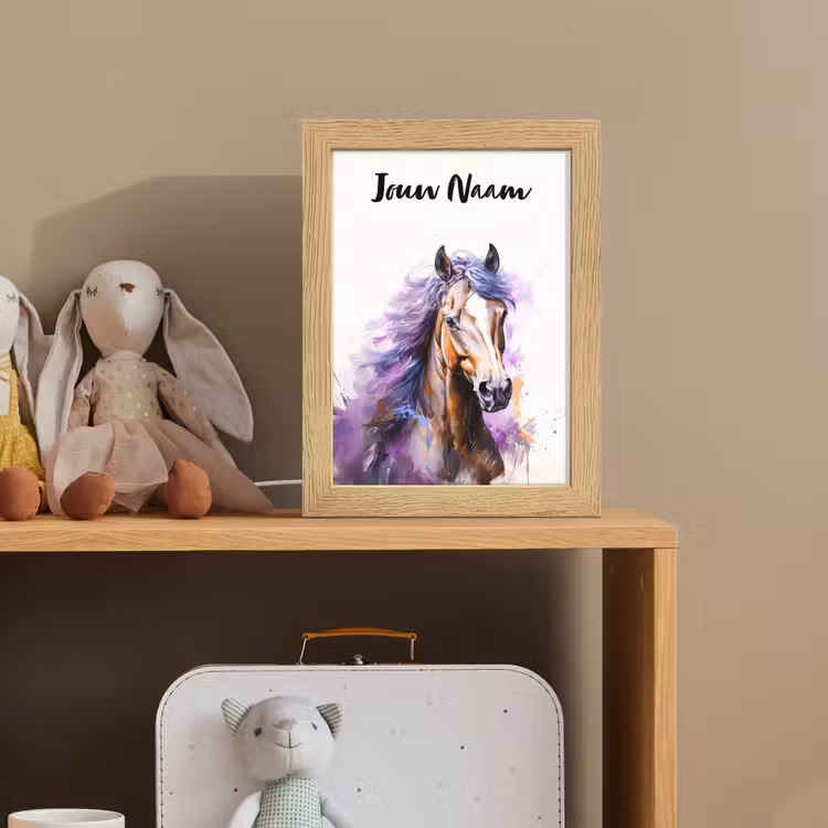 Paard - Dieren - Meiden - Paars - Bruin Light Box met kabel (Kinderlampje) klein -sfeer2_kind