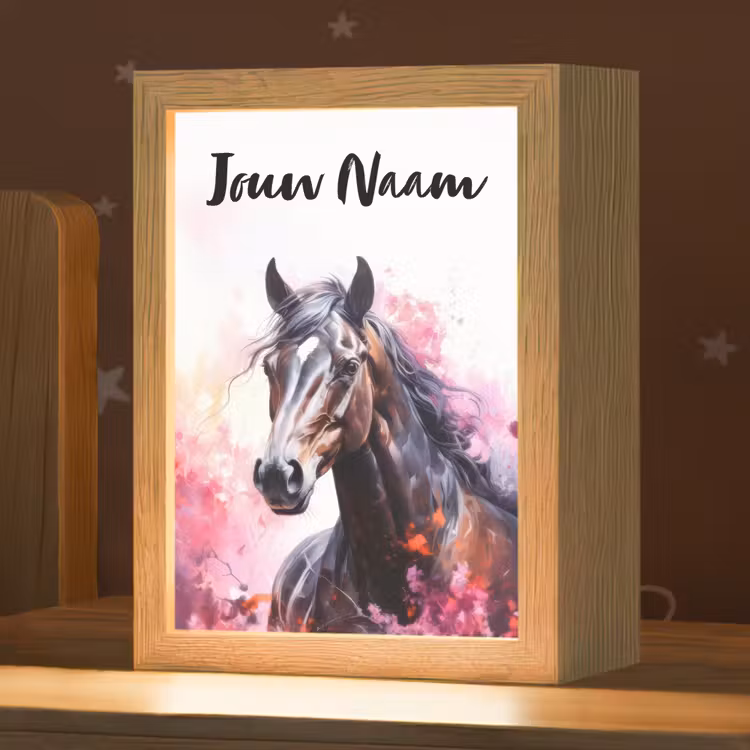 Paard - Dieren - Meisje - Roze Light Box met kabel (Kinderlampje) klein -zzz_3d_website