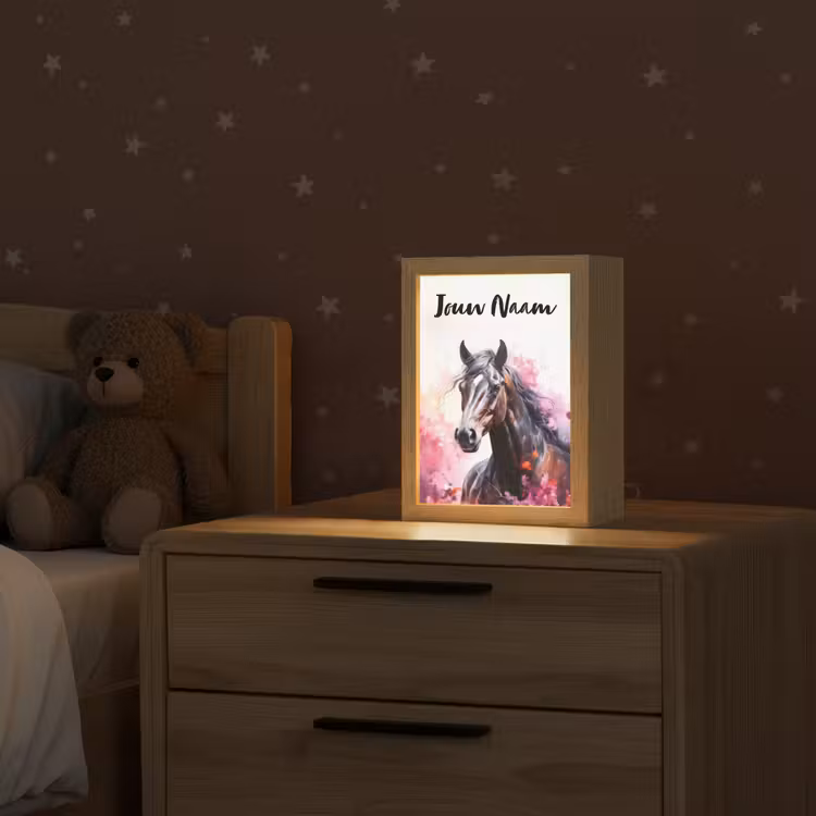 Paard - Dieren - Meisje - Roze Light Box met kabel (Kinderlampje) klein -sfeer1_kind