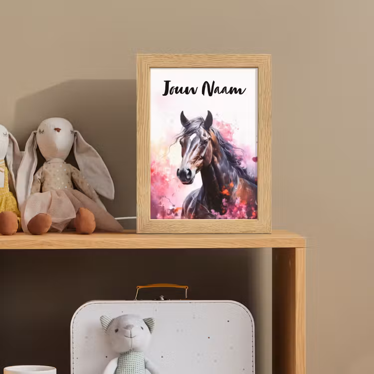 Paard - Dieren - Meisje - Roze Light Box met kabel (Kinderlampje) klein -sfeer2_kind