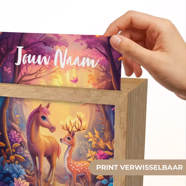 Paard - Hert - Sprookjesbos - Paars Light Box met kabel (Kinderlampje) klein -USP_websiteprintNL