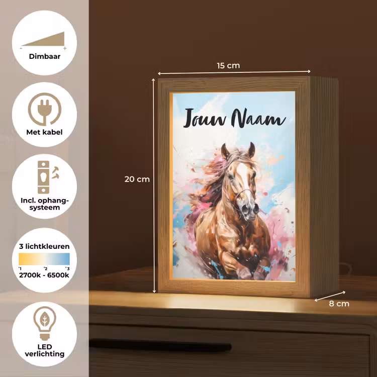 Paard - Meisjes - Blauw - Roze Light Box met kabel (Kinderlampje) klein -USP_NL
