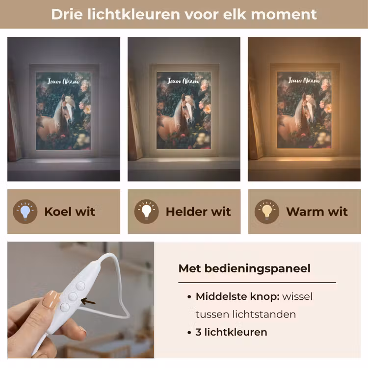 Paard - Natuur - Bloemen - Bos - Dieren Light Box met kabel (Kinderlampje) klein -USP_lichtkleurNL