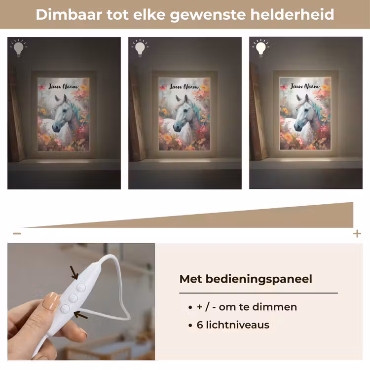 Paard - Natuur - Bloemen - Dieren - Bos Light Box met kabel (Kinderlampje) klein -USP_dimbaarNL