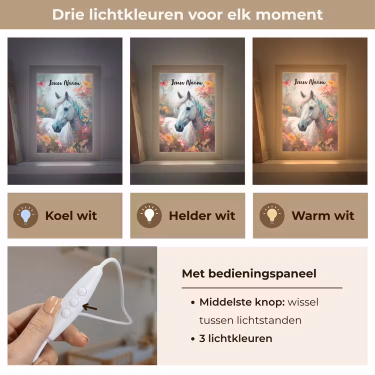 Paard - Natuur - Bloemen - Dieren - Bos Light Box met kabel (Kinderlampje) klein -USP_lichtkleurNL