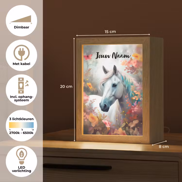 Paard - Natuur - Bloemen - Dieren - Bos Light Box met kabel (Kinderlampje) klein -USP_NL