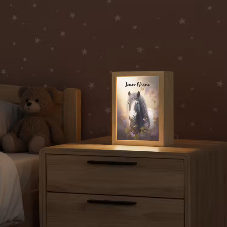 Paard - Natuur - Dieren - Bloemen - Paars Light Box met kabel (Kinderlampje) klein -sfeer1_kind