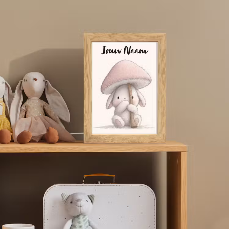Paddenstoel - Konijn - Roze Light Box met kabel (Kinderlampje) klein -sfeer2_kind