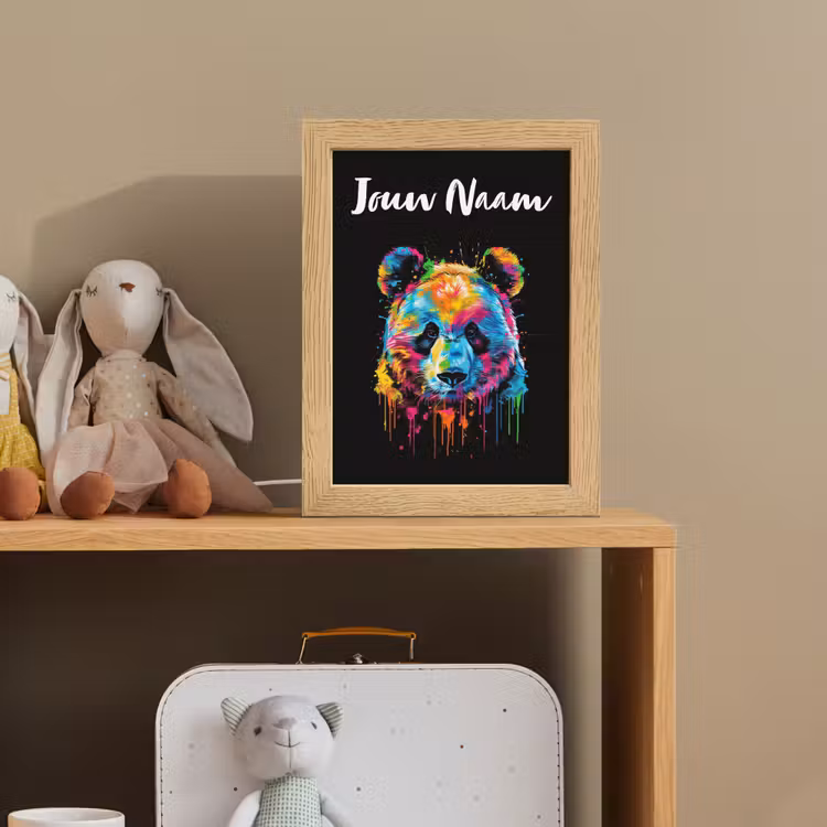 Panda - Dieren - Kleur - Verf - Zwart Light Box met kabel (Kinderlampje) klein -sfeer2_kind
