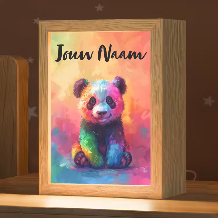 Panda - Dieren - Kleurrijk - Neon Light Box met kabel (Kinderlampje) klein -zzz_3d_website