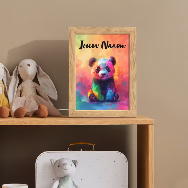Panda - Dieren - Kleurrijk - Neon Light Box met kabel (Kinderlampje) klein -sfeer2_kind