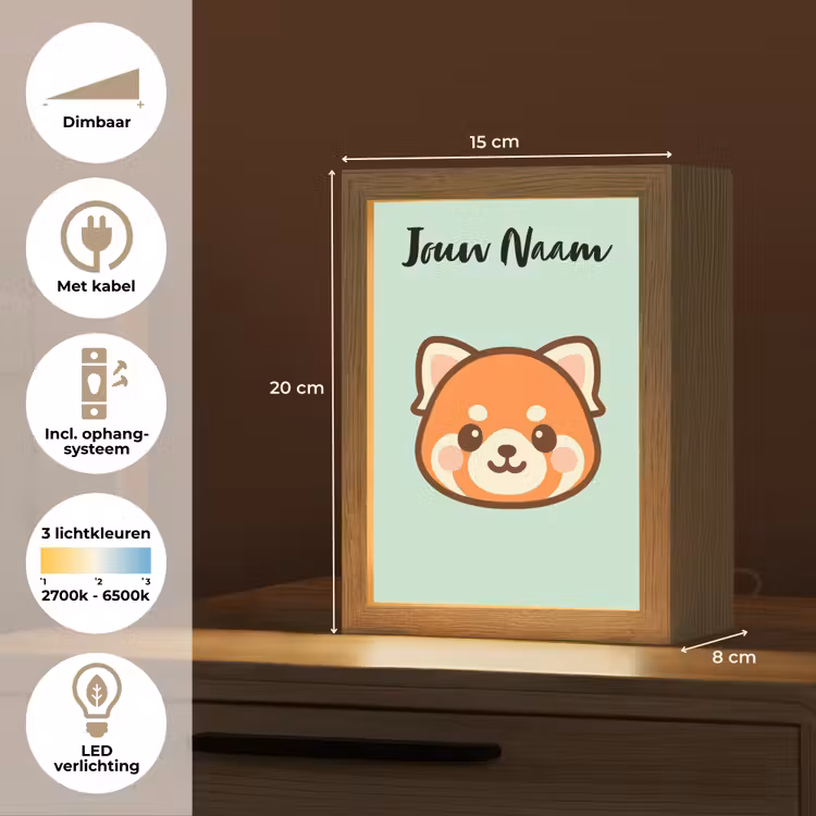 Panda - Groen - Cartoon Light Box met kabel (Kinderlampje) klein -USP_NL