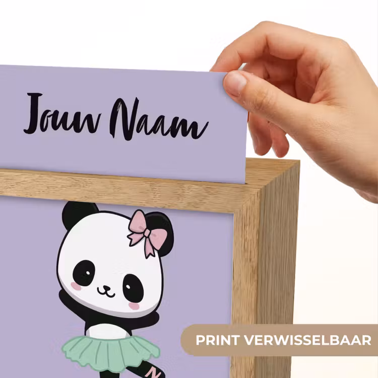 Panda - Paars - Strikje - Kawaii Light Box met kabel (Kinderlampje) klein -USP_websiteprintNL