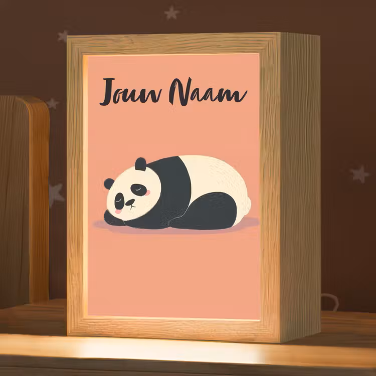 Panda - Slaap - Oranje Light Box met kabel (Kinderlampje) klein -zzz_3d_website