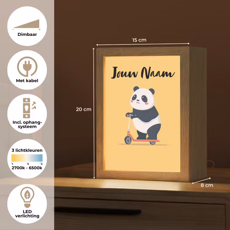 Panda - Step - Geel Light Box met kabel (Kinderlampje) klein -USP_NL