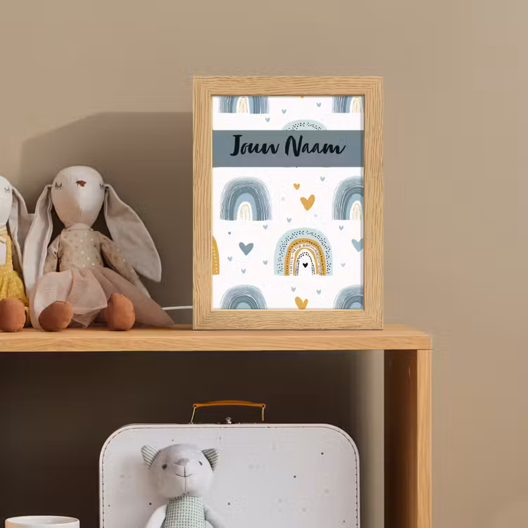 Patroon - Blauw - Regenboog - Hartjes Light Box met kabel (Kinderlampje) klein -sfeer2_kind