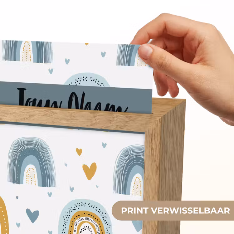 Patroon - Blauw - Regenboog - Hartjes Light Box met kabel (Kinderlampje) klein -USP_websiteprintNL