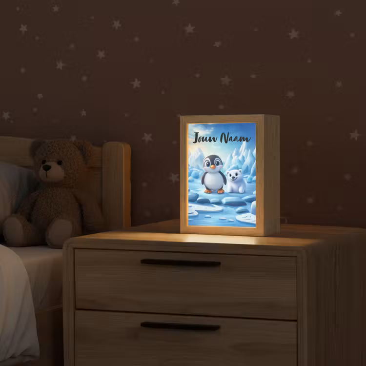 Pinguïn - IJsbeer - IJs - Sneeuw Light Box met kabel (Kinderlampje) klein -sfeer1_kind