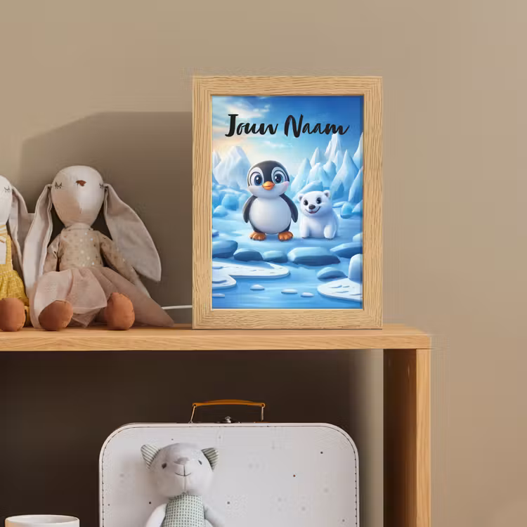 Pinguïn - IJsbeer - IJs - Sneeuw Light Box met kabel (Kinderlampje) klein -sfeer2_kind