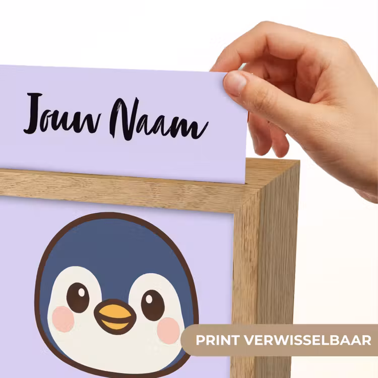 Pinguïn - Paars - Minimalistisch - Blosjes Light Box met kabel (Kinderlampje) klein -USP_websiteprintNL