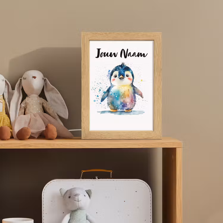 Pinguïn - Regenboog - Waterverf - Dieren - Kinderen Light Box met kabel (Kinderlampje) klein -sfeer2_kind