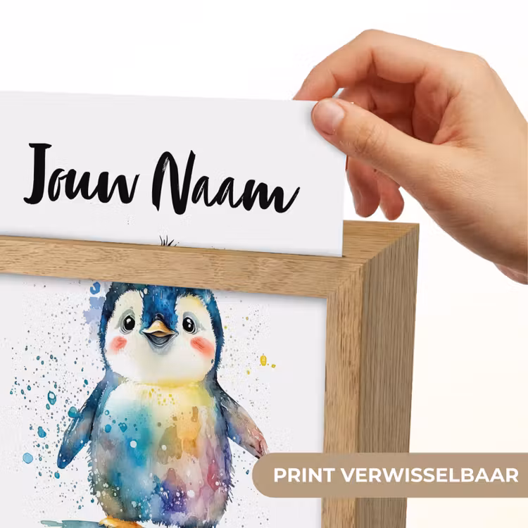 Pinguïn - Regenboog - Waterverf - Dieren - Kinderen Light Box met kabel (Kinderlampje) klein -USP_websiteprintNL