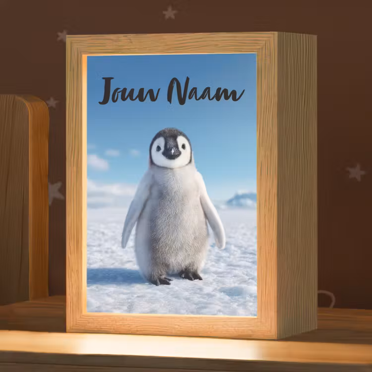 Pinguïn - Sneeuw - Landschap - Wit Light Box met kabel (Kinderlampje) klein -zzz_3d_website
