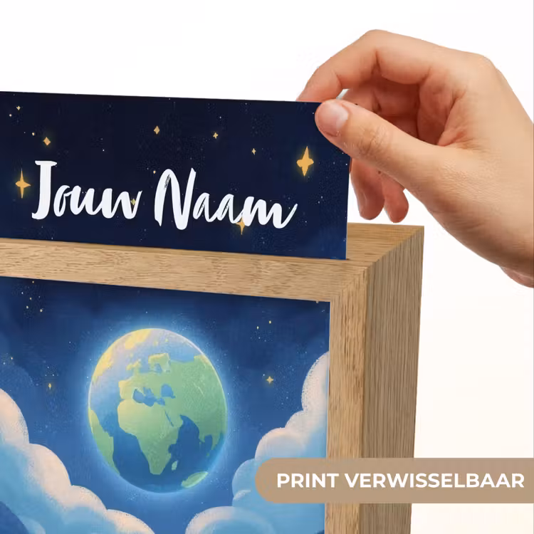 Planeet - Wolken - Sterren - Blauw Light Box met kabel (Kinderlampje) klein -USP_websiteprintNL