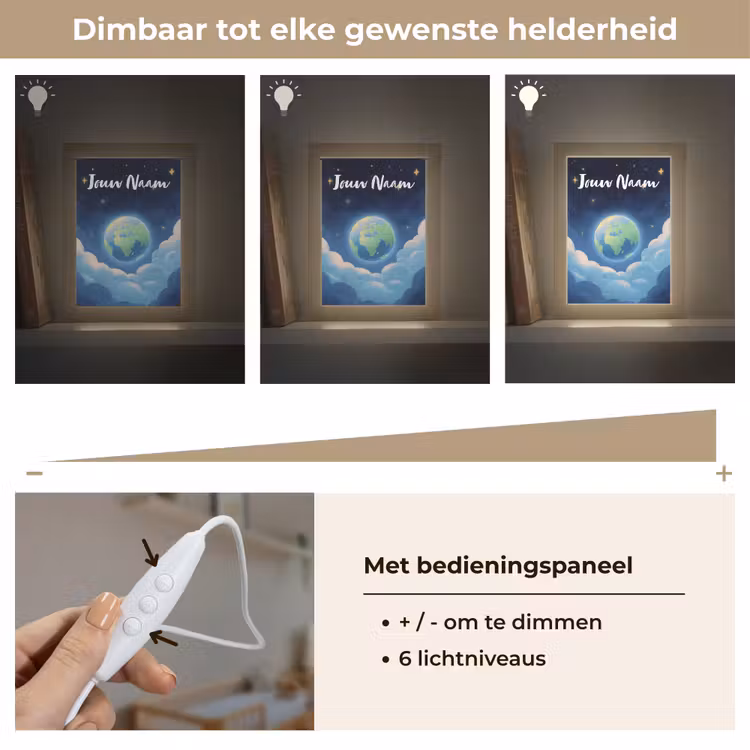 Planeet - Wolken - Sterren - Blauw Light Box met kabel (Kinderlampje) klein -USP_dimbaarNL