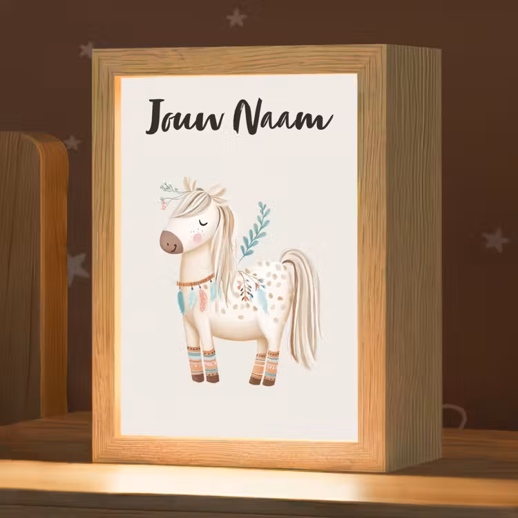 Pony - Lichtbruin - Vlekken - Veren Light Box met kabel (Kinderlampje) klein -zzz_3d_website