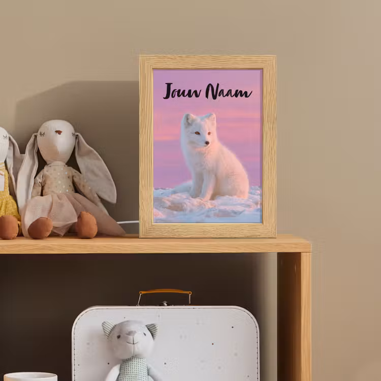 Poolvos - Sneeuw - Roze Light Box met kabel (Kinderlampje) klein -sfeer2_kind